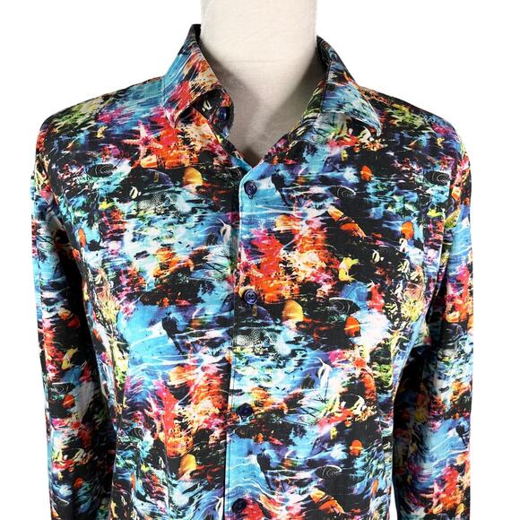 Jared Lang Button Down Shirt Tropical Fish Large Vacation - Picture 4 of 11